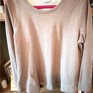 LOGO by Lori Goldstein Taupe Long Sleeve Tee